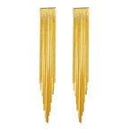 Pendientes llamativos con borlas doradas y brillantes: elegante diseño largo para mujer