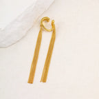 Pendientes llamativos con borlas doradas y brillantes: elegante diseño largo para mujer