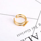 Bague JeeMango en acier inoxydable à double cercle pour femme – Plaqué or 18 carats, étanche, bijou tendance