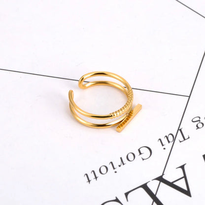 JeeMango Double Circle Stainless Steel Ring for Women – 18K Gold Plated, Waterproof, Trendy Fashion Jewelry