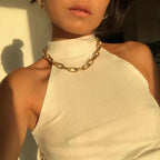 Collier à chaîne épaisse en acier inoxydable – Bijou ras-du-cou punk unisexe pour femmes et hommes