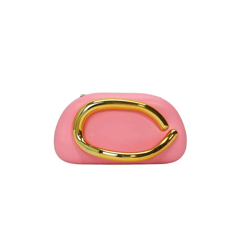 Elariah Structured PU Leather Clutch Bag with Metal Handle – Women’s Evening Crossbody & Handheld Party Purse