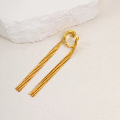 Gold Bling Tassel Statement Earrings – Elegant Long Drop Design for Women