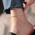 Gold Stainless Steel Cuban Curb Chain Anklet for Women – Adjustable Trendy Beach Anklet Bracelet