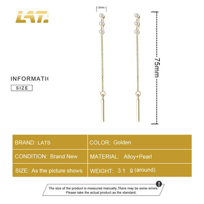 Elegant Pearl Long Tassel Drop Earrings – Fashion Metal Chain Jewelry for Women