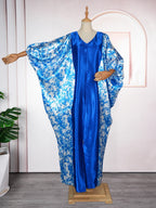 Luxury Satin Boubou Abaya – African Kaftan Dress for Women | Modest Dubai Evening Caftan (One Size)