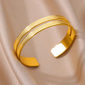 Bracelet jonc ajustable de luxe en acier inoxydable – Bijou manchette doré étanche pour femme