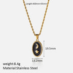 Collier vintage français étoile et lune – Chaîne pendentif céleste en acier inoxydable 316L (unisexe, doré) | ELARIAH
