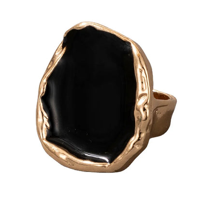 Vintage Black Enamel Ring – Punk-Inspired Geometric Band for Men