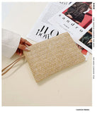 Elariah Woven Straw Wristlet Clutch Bag – Bohemian Summer Beach Handbag with Zipper (White, Khaki, Beige)