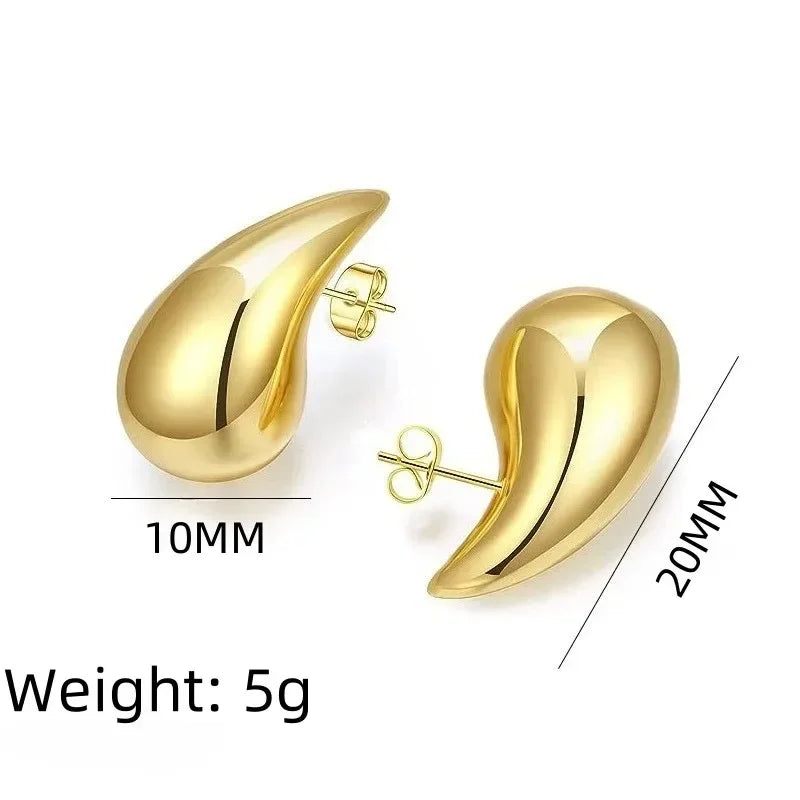 Vintage Chunky Dome Teardrop Earrings – 925 Sterling Silver with 18K Gold Plating