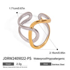 Anillo minimalista irregular de dos tonos: acero inoxidable chapado en oro de 18 quilates, joyería apilable para mujer.