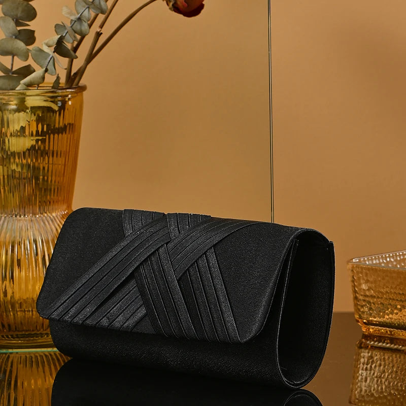 Women's Envelope Evening Clutch Bag - Hard Shell Party Handbag with Criss-Cross Design | Elariah