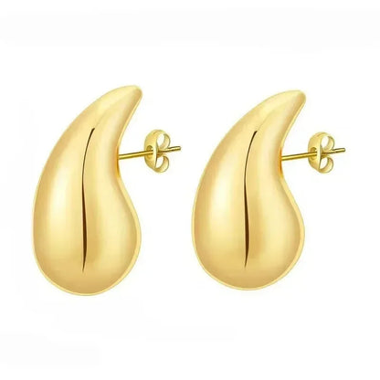 Vintage Chunky Dome Teardrop Earrings – 925 Sterling Silver with 18K Gold Plating