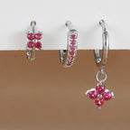 Ensemble de 3 boucles d'oreilles pendantes en acier inoxydable avec zircon cubique – Boucles d'oreilles florales hypoallergéniques pour femmes