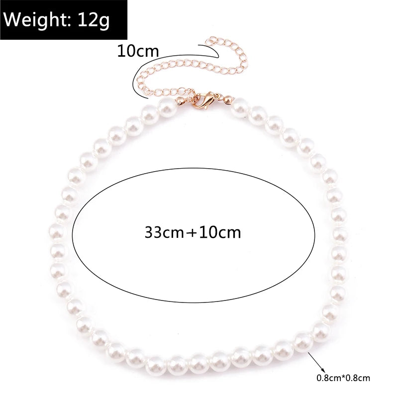 Collier ras du cou classique en perles d'imitation pour femme – Élégant collier de perles pour mariée et mariage