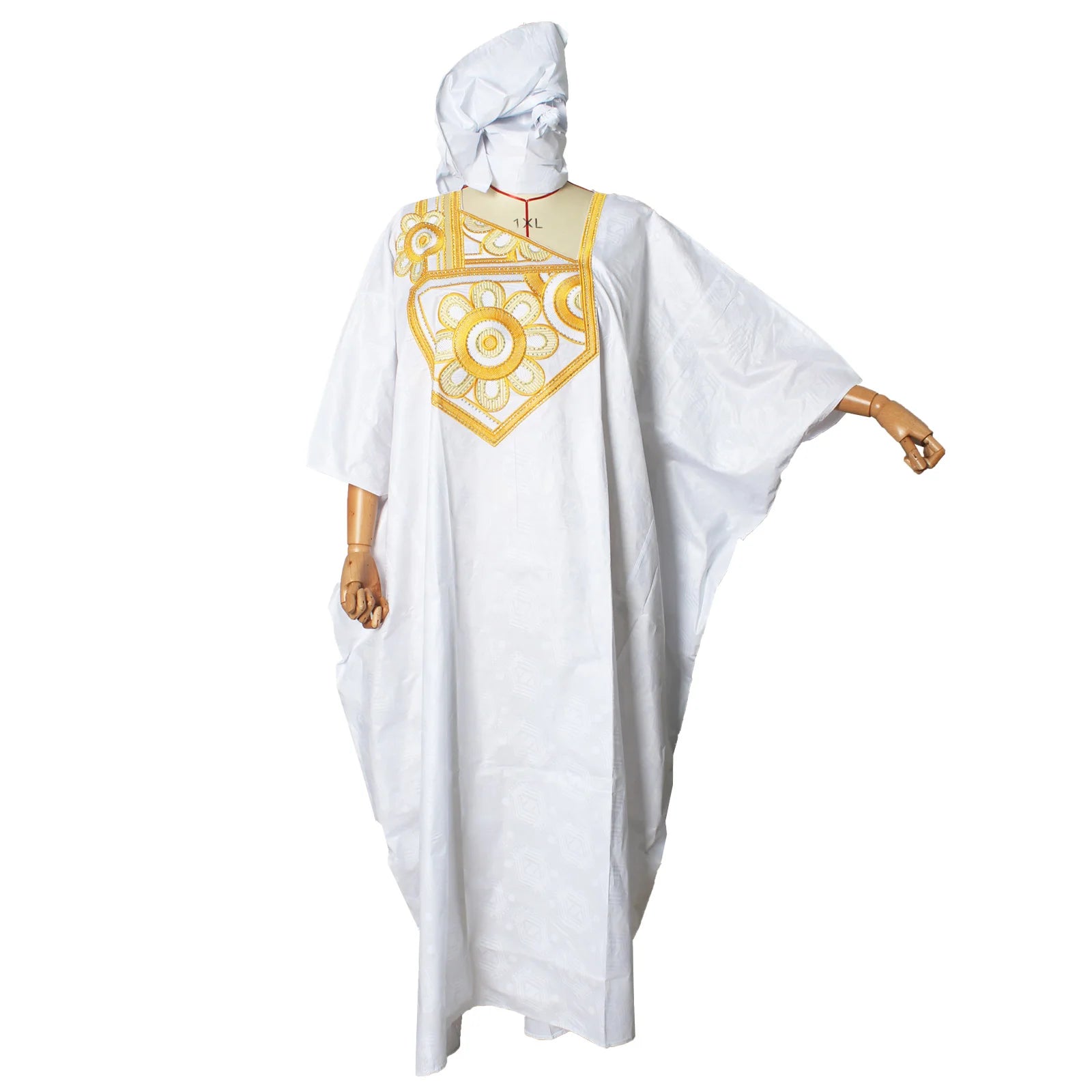 Elariah Embroidered Bazin Riche Dashiki Kaftan Dress – African Maxi Abaya, Loose Fit Modest Party & Church Wear (Plus Size)