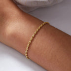 Bracelet à chaîne torsadée pour femme – Bracelet minimaliste en acier inoxydable doré ou argenté (2 mm / 3 mm / 4 mm / 5 mm)