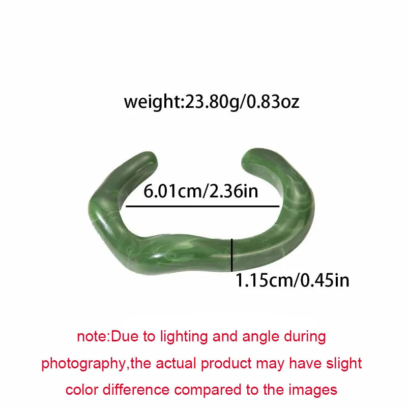 Trendy Multicolor Irregular Acrylic Cuff Bracelet – Geometric Open Bangle for Women