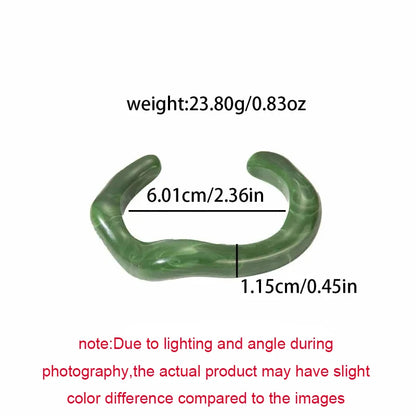 Trendy Multicolor Irregular Acrylic Cuff Bracelet – Geometric Open Bangle for Women