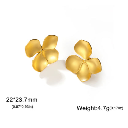 Unift Vintage Flower Stud Earrings for Women – Bohemian 14K Gold-Plated Stainless Steel Statement Jewelry