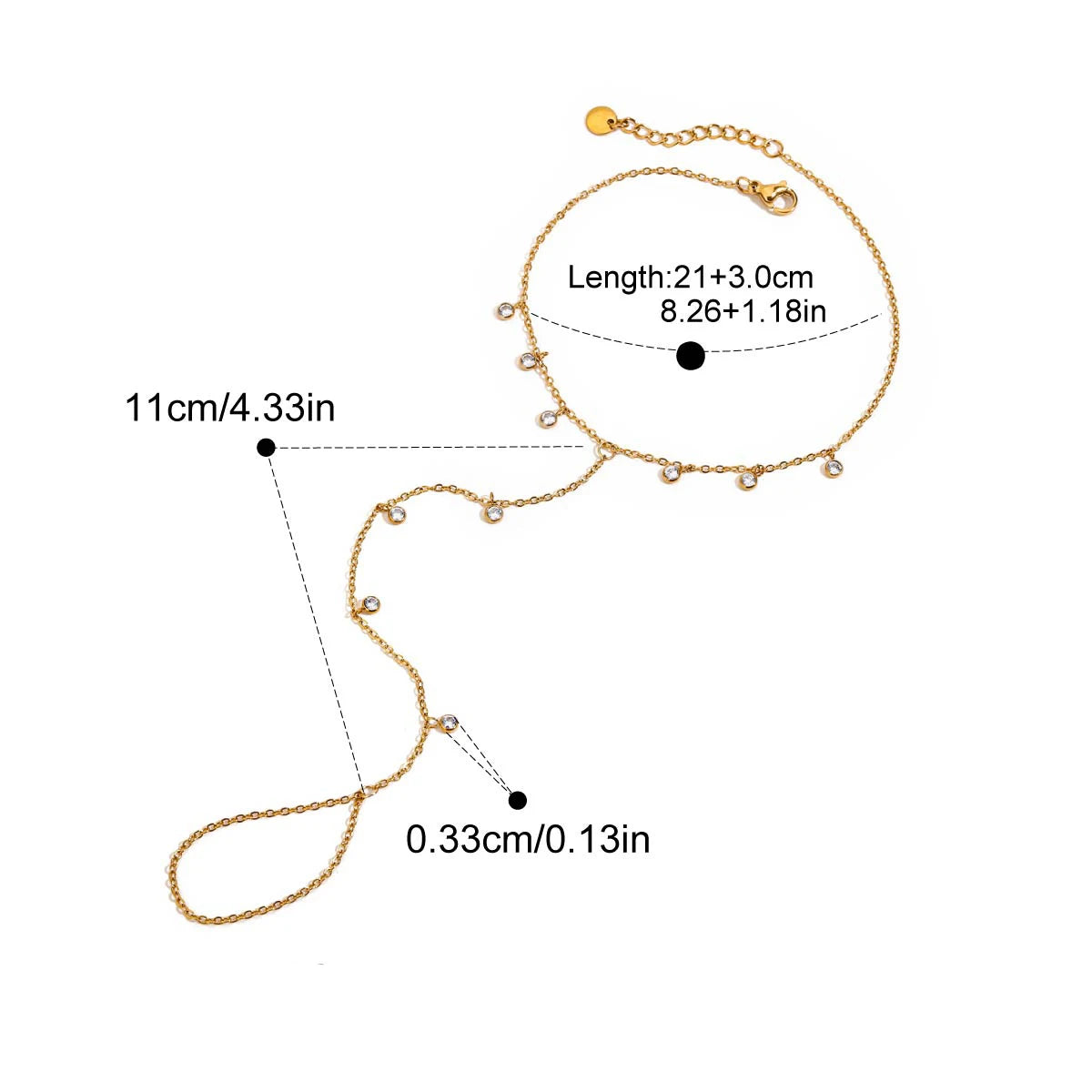 Bracelet de cheville classique en acier inoxydable et zircon cubique pour femme – Bracelet de cheville élégant à chaîne géométrique en cristal, bijou minimaliste d'été