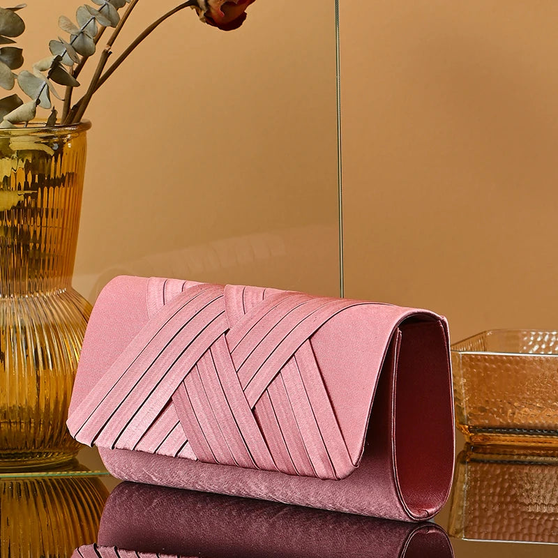 Women's Envelope Evening Clutch Bag - Hard Shell Party Handbag with Criss-Cross Design | Elariah