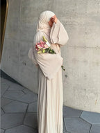 Elegant Pleated Kaftan Abaya Dress for Women – Flare Sleeve Jalabiya | Modest Eid & Occasion Wear