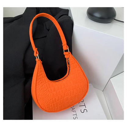 Bolso retro para mujer, tipo axila, de fieltro, de color liso, para hombro, informal, tipo bola de masa, sencillo, a la moda