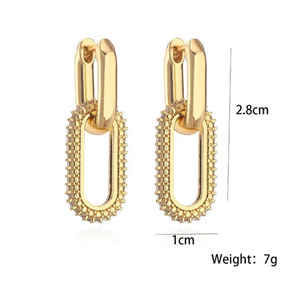 Retro Double Loop Hoop Earrings – Gold & Silver Geometric Drop Design
