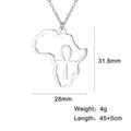 Collar con colgante de mapa africano de moda para mujer – Collar geométrico de acero inoxidable con la bandera de África, color oro, oro rosa o acero