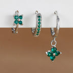 Ensemble de 3 boucles d'oreilles pendantes en acier inoxydable avec zircon cubique – Boucles d'oreilles florales hypoallergéniques pour femmes