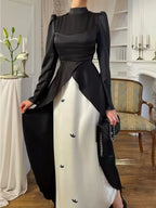 Robe caftan modeste en satin brodé Elariah – Abaya musulmane élégante pour l'Aïd, le Ramadan, les soirées et les occasions spéciales