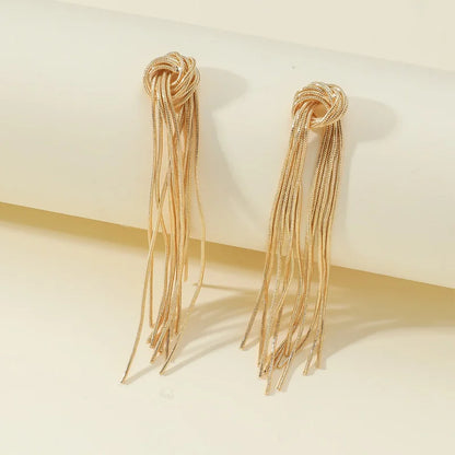 Exaggerated Luxury Long Tassel Earrings – Gold Geometric Chain Statement Jewelry