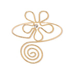 Brazalete ajustable de hojas y flores de inspiración punk: brazalete metálico llamativo para mujer.