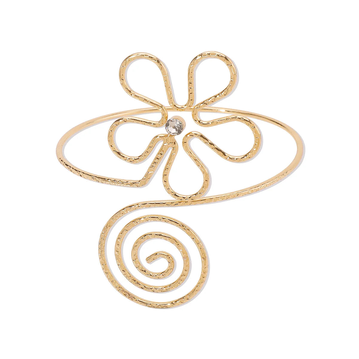 Bracelet manchette ajustable d'inspiration punk, motif feuilles et fleurs – Bracelet de bras en métal audacieux pour femme