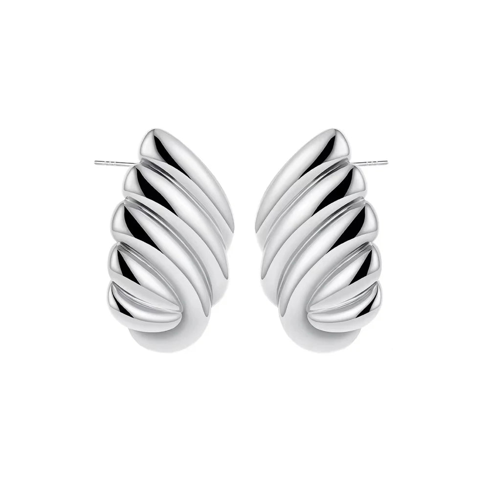 Boucles d'oreilles pendantes à nœuds multicouches en acier inoxydable plaqué or 18 carats pour femmes – Boucles d'oreilles rondes texturées et tendance