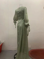 Robe maxi caftan soyeuse et modeste Elariah pour femmes – Abaya musulmane à manches longues, Jalabiya, tenue décontractée et de soirée