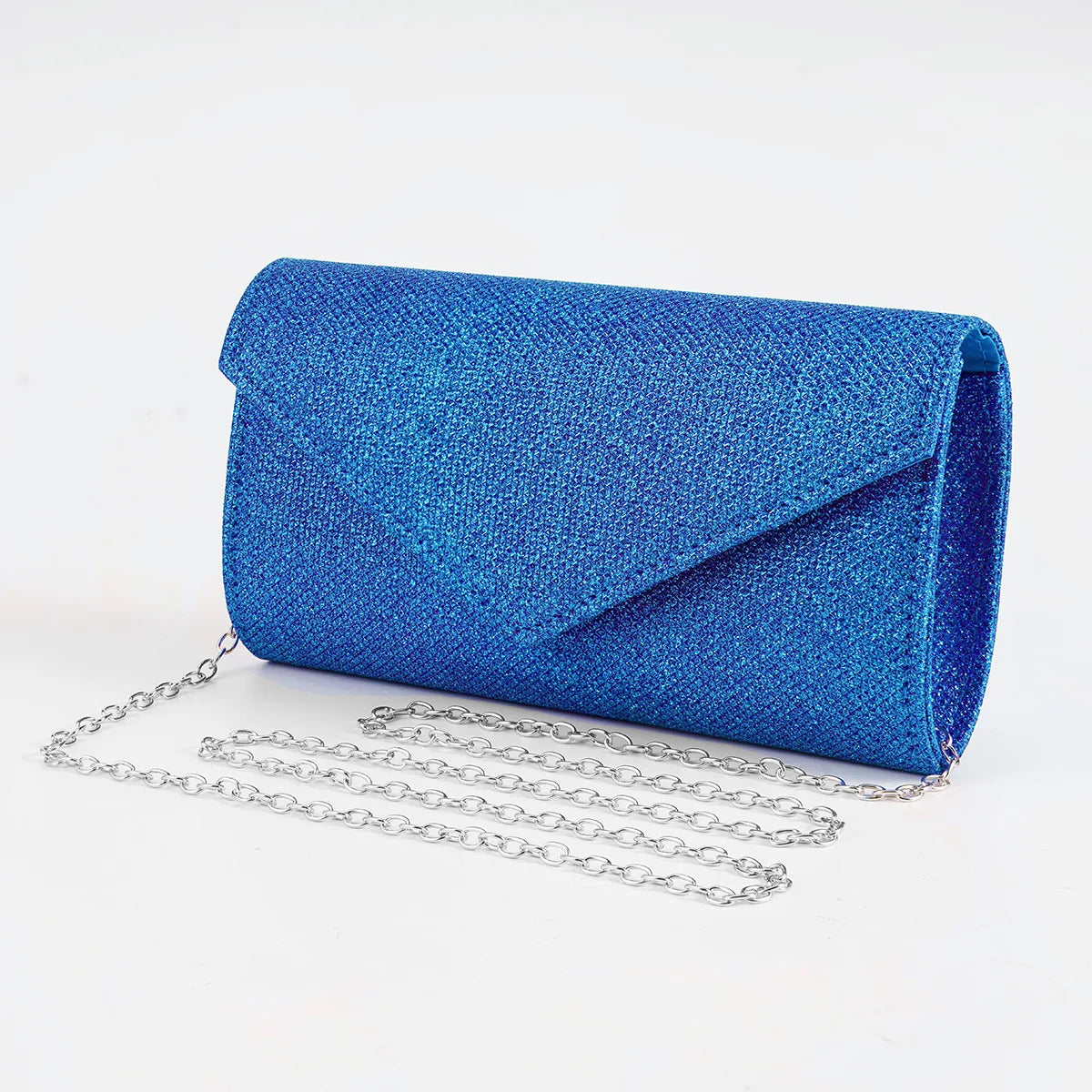 Elariah Shimmer Envelope Clutch Bag – Silver Glitter Evening Handbag with Chain Strap for Weddings & Party Wear